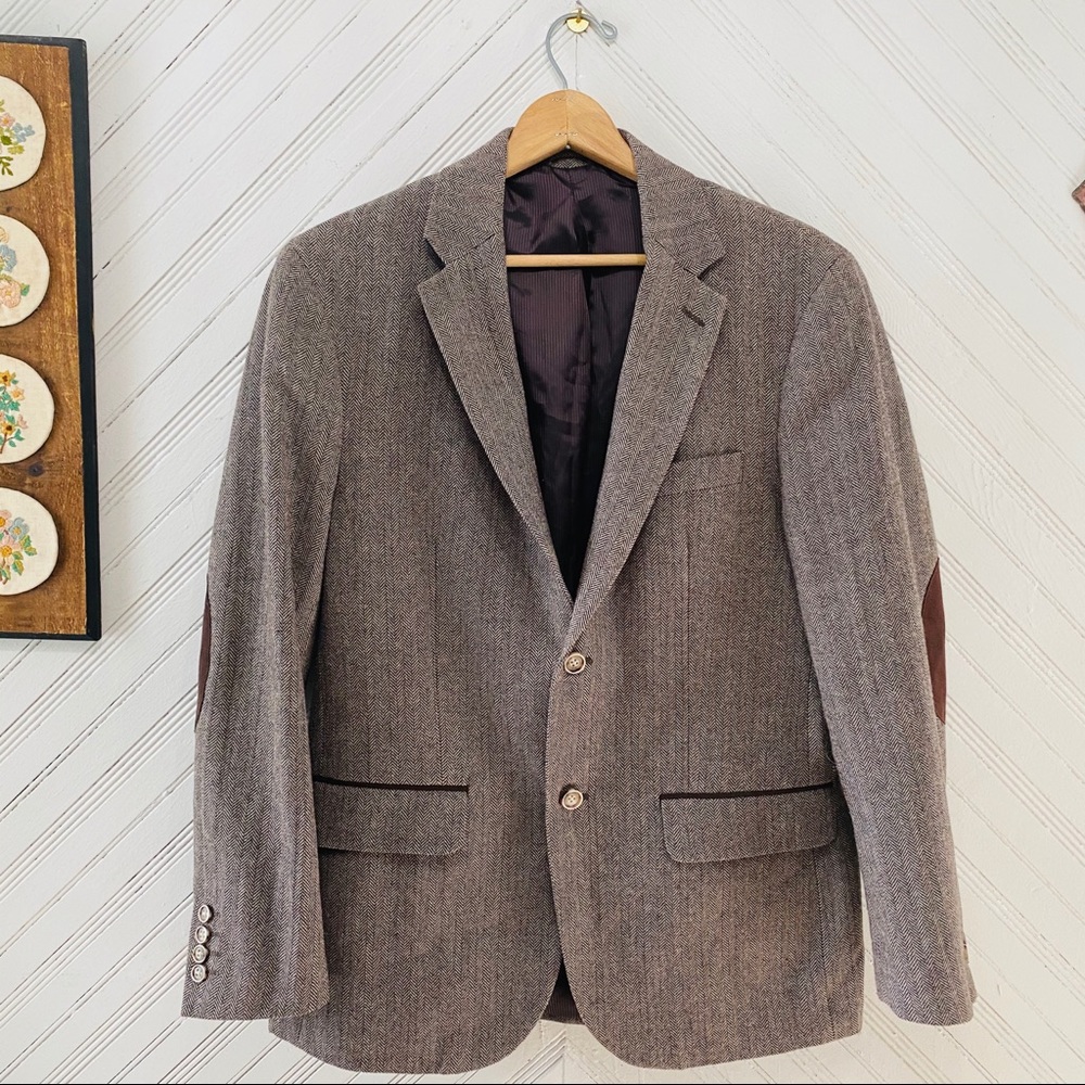 Tasso Elba Herringbone Padded Elbow Sports Coat - Picture 1 of 11